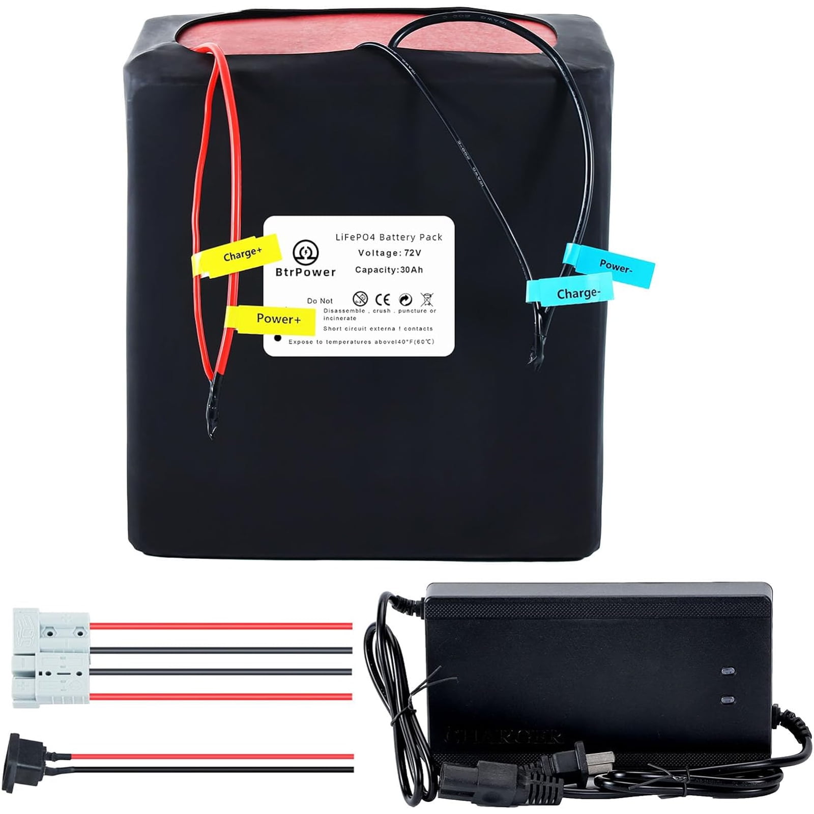 Ebike Battery 72V 30AH Lifepo4 Battery Pack with 5A Charger 50A BMS for 300W-3500W Motor