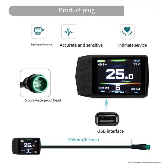 Ebike Display for KT TF01U 24V 36V 48V Intelligent Colorful LCD Meter Waterproof Joint Electric Bicycle Meter