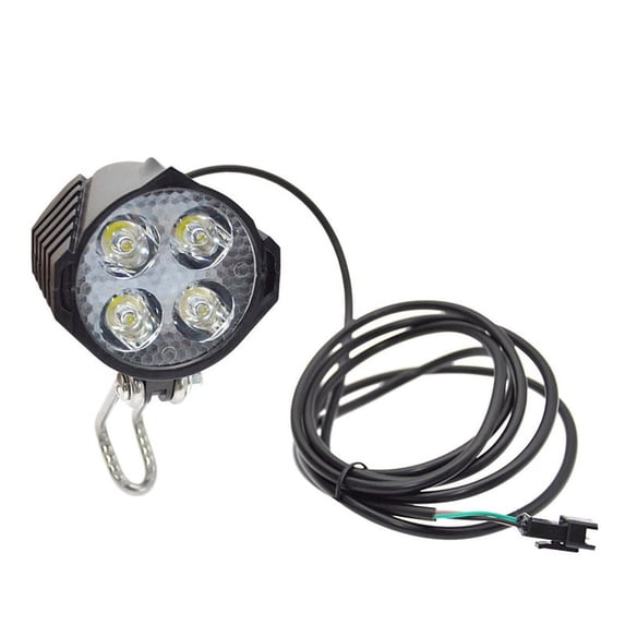 Ebike E-Bike 36V-48V Electric Bicycle Light with Horn Waterproof Headlight Horn Set Front Headlight Parts,1 x E-Bike light,Black