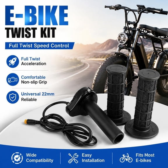 Ebike Full Twist Throttle for Lectric XP4 Macfox X1 HappyRun Freego, 3 Pin Surron Style Throttle Grip Kit, 12V-72V Compatible with HappyRun Freego Heybike Electric Dirt Bike