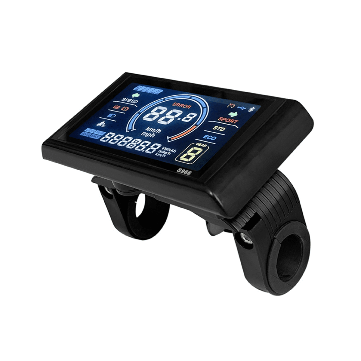 Ebike LCD-display 5-pins, 24-72 V, LCD-S966, intelligent
