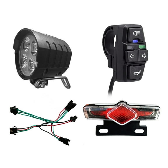 Ebike Light Bike Bike Headlight and Tail Light Set Lithium-ion with Turn Signals & Control Switch 36V-60V Waterproof Ebike Lights for Night Riding