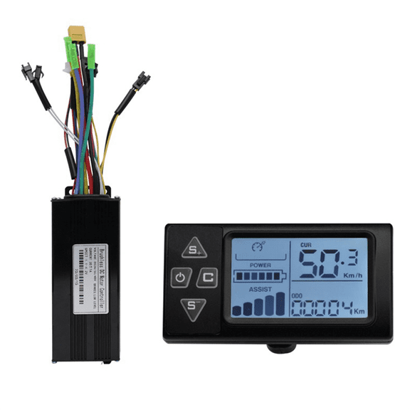 Ebike Sine Wave Waterproof Controller 36V/48V 30A 750W 1000W Three-Mode Controller with S861 Display,1 * Controller 1 * Display,Black & Silver