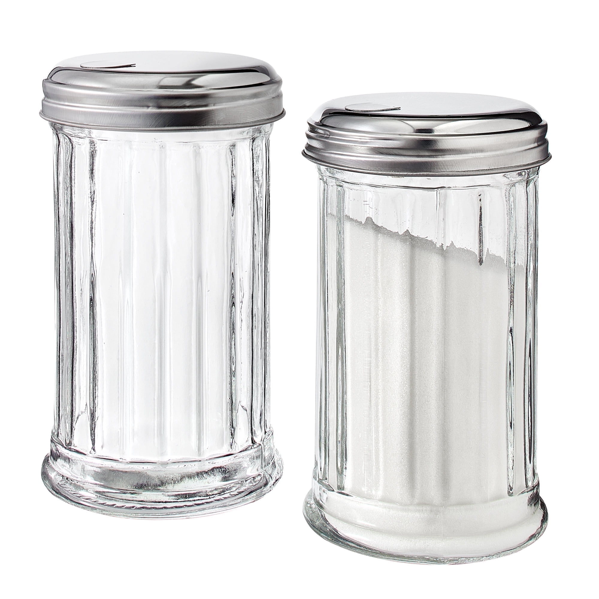 Ebion 2-Pack Glass Sugar Dispensers with Flap Spout – Retro Spice Shaker