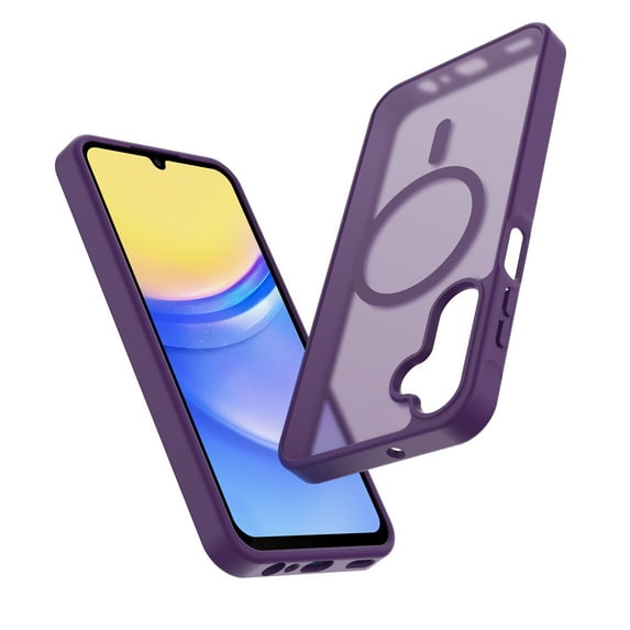 Ebizware Magnetic Protective Case for Samsung Galaxy A15 5G with MagSafe and Magnetic Car Phone Holder, TPU Thin Phone Case Cover Shockproof Anti-Fingerprint-Purple