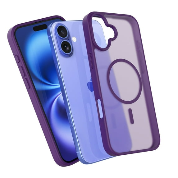 Ebizware Magnetic Protective Case for iPhone 16 Plus with MagSafe and Magnetic Car Phone Holder, TPU Thin Phone Case Cover Shockproof Anti-Fingerprint-Black