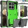 thumbnail image 1 of Ebizware for Motorola Edge 2025 Case with Holster Belt Clip, Military Grade Drop Protection Heavy Duty Shockproof Protective Rugged Cell Phone Case Kickstand Cover for Motorola Edge 2025 - Green, 1 of 9