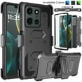 thumbnail image 1 of Ebizware Motorola Moto G 5G 2025 Case with [Built-in Screen Protector] and Holster Belt Clip, Military Grade Heavy Duty Protective Defender Kickstand Phone Case Cover for Moto G 5G 2025 - Black, 1 of 9