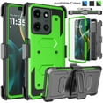 thumbnail image 1 of Ebizware Motorola Moto G 5G 2025 Case with [Built-in Screen Protector] and Holster Belt Clip, Military Grade Heavy Duty Protective Defender Kickstand Phone Case Cover for Moto G 5G 2025 - Green, 1 of 9