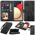 thumbnail image 1 of Ebizware Samsung Galaxy A02S Leather Wallet Case with Card Holder for Women Men, Phone case RFID Blocking Flip [Detachable] Kickstand Cover with Strap for Galaxy A02S, Black, 1 of 8