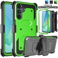 thumbnail image 1 of Ebizware Samsung Galaxy A16 5G Case with [Built-in Screen Protector] and Swivel Holster Belt Clip, Military Grade Heavy Duty Protective Defender Kickstand Phone Case Cover for Galaxy A16 5G - Green, 1 of 10