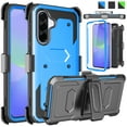 thumbnail image 1 of Ebizware Samsung Galaxy A36 5G Case with [Built-in Screen Protector] and Swivel Holster Belt Clip, Military Grade Heavy Duty Protective Defender Kickstand Phone Case Cover for Galaxy A36 5G - Blue, 1 of 10