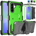 thumbnail image 1 of Ebizware Samsung Galaxy A36 5G Case with [Built-in Screen Protector] and Swivel Holster Belt Clip, Military Grade Heavy Duty Protective Defender Kickstand Phone Case Cover for Galaxy A36 5G - Green, 1 of 10
