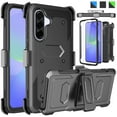 thumbnail image 1 of Ebizware Samsung Galaxy A36 5G Case with [Built-in Screen Protector] and Swivel Holster Belt Clip, Military Grade Heavy Duty Protective Defender Kickstand Phone Case Cover for Galaxy A36 5G - Black, 1 of 10
