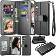 thumbnail image 1 of Ebizware for Samsung Galaxy S23 FE 5G Phone Case, Galaxy S23 FE 5G PU Leather Wallet Case with Credit Card Cash Holder Folio Flip [Detachable] Kickstand Magnetic Cover & Lanyard - Black, 1 of 8