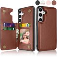 thumbnail image 1 of Ebizware for Samsung Galaxy S24 Phone Case, Magnetic Leather Wallet Case with Credit Card Cash Slots Holder for Women Men Folio Flip Kickstand Cover for Galaxy S24 [Brown], 1 of 9