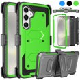 thumbnail image 1 of Ebizware Samsung Galaxy S24 Plus Phone Case with [Built-in Screen Protector] and Swivel Holster Belt Clip, Military Grade Heavy Duty Protective Defender Kickstand Cover for Galaxy S24 Plus - Green, 1 of 9