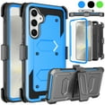 thumbnail image 1 of Ebizware Samsung Galaxy S24 Plus Phone Case with [Built-in Screen Protector] and Swivel Holster Belt Clip, Military Grade Heavy Duty Protective Defender Kickstand Cover for Galaxy S24 Plus - Blue, 1 of 10