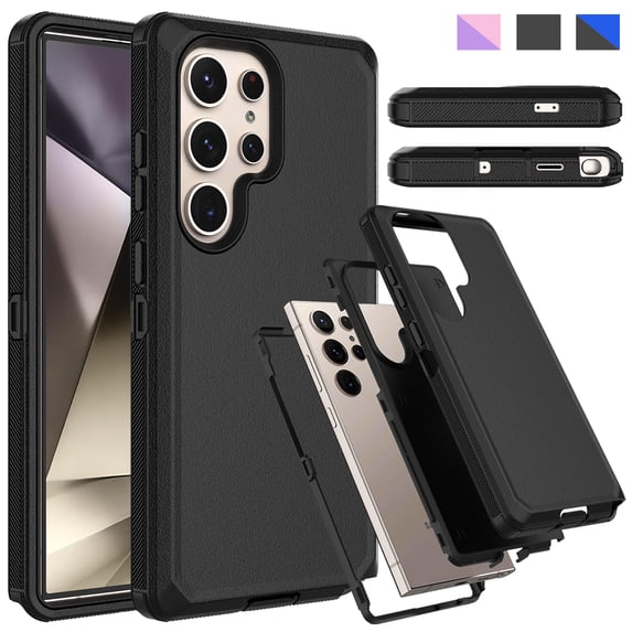 Ebizware Samsung Galaxy S24 Ultra Shockproof Military Grade Dual Layer Protection phone Case, Black