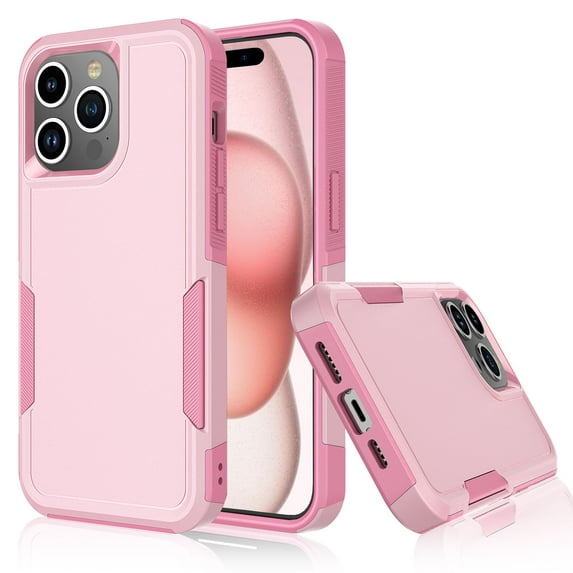 Ebizware Shockproof Heavy Duty Cell Phone Case for iPhone 15 Plus, Rose Gold