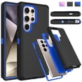 thumbnail image 1 of Ebizware Shockproof Rugged Polycarbonate Cell Phone Case for Samsung Galaxy S24 Ultra, Black & Blue, 1 of 10