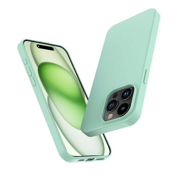 Ebizware Silicone Back Cover Cell Phone Case for Apple iPhone 15 Pro Max, Mint Green