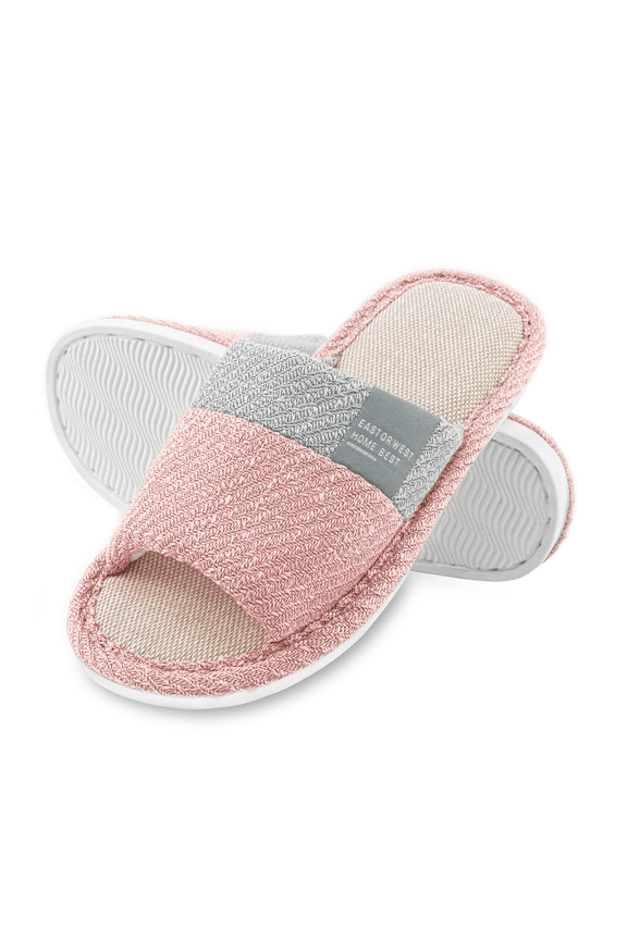 Womens Slippers, Open Toe Memory Foam Scuff Slippers, Cozy Slip On Indoor / Outdoor Bedroom House Shoes