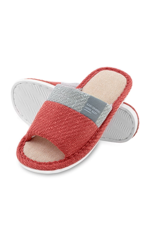 Womens Slippers, Open Toe Memory Foam Scuff Slippers, Cozy Slip On Indoor / Outdoor Bedroom House Shoes