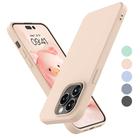 Ebizware for iPhone 14 Plus Phone Case, Liquid Silicone Case Cover for Apple iphone 14 Plus, Shockproof Full-Body Protective Case Cover with Microfiber Lining (Pink Sand)