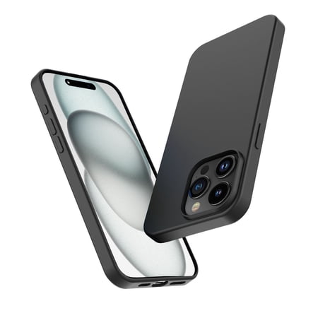 Ebizware for iPhone 15 Plus Phone Case, Liquid Silicone Case Cover for Apple iphone 15 Plus, Shockproof Full-Body Protective Case Cover with Microfiber Lining (Black)