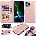 thumbnail image 1 of Ebizware for iphone 14 Plus Phone Case, Leather Wallet Case with Credit Card Cash Holder & Lanyard Magnetic Folio Flip Kickstand Cover for iphone 14 Plus [Rose Gold], 1 of 8
