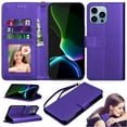 thumbnail image 1 of Ebizware for iphone 14 Pro Max Phone Case, Leather Wallet Case with Credit Card Cash Holder & Lanyard Magnetic Folio Flip Kickstand Cover for iphone 14 Pro Max [Purple], 1 of 8