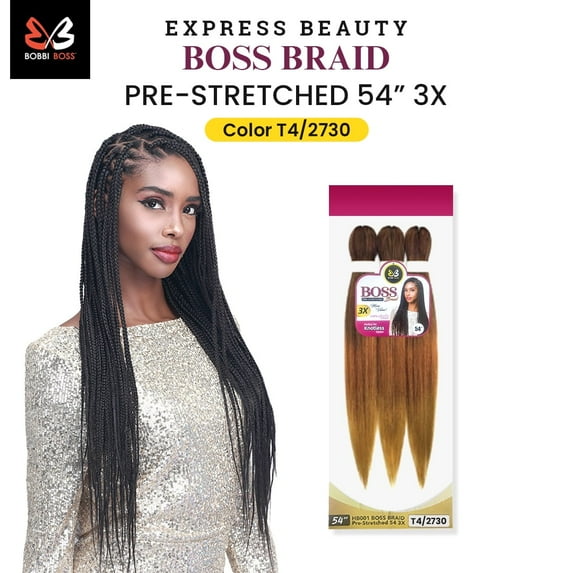 Ebo Bobbi Boss King Tips Boss Braid Pre-Stretched Braiding Hair 54" 3X Perfect for Knotless Styles (TTVLT/FUSA)