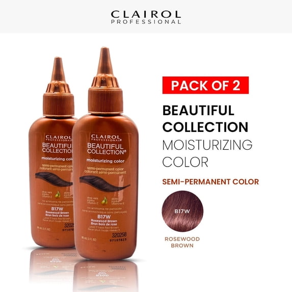 Ebo Clairol Professional Beautiful Collection Moisturizing Color Semi Permanent Hair Color (2 Pack) (B17W Rosewood Brown) - 3 oz each