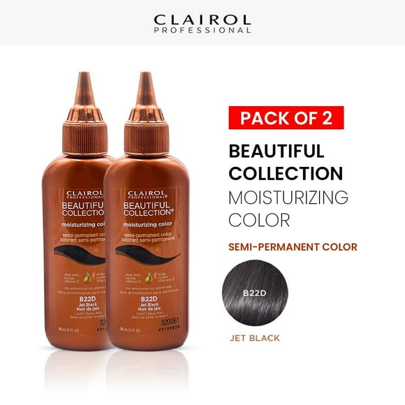 Ebo Clairol Professional Beautiful Collection Moisturizing Color Semi Permanent Hair Color (2 Pack) (B22D Jet Black) - 3 oz each