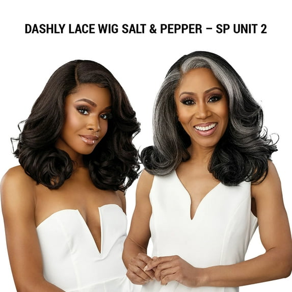 Ebo Dashly Synthetic Lace Front Wig Salt & Pepper SP Lace Unit 2 Blow Curls 16” ( HL1B/280 )