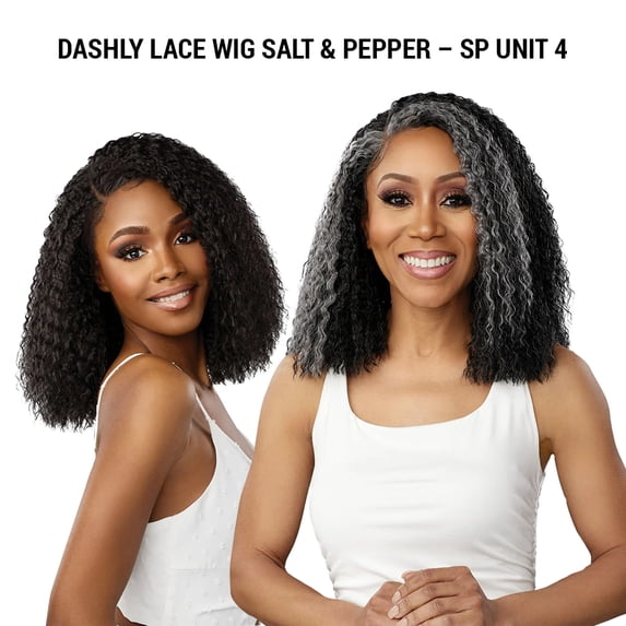 Ebo Dashly Synthetic Lace Front Wig Salt & Pepper SP Lace Unit 4 Tight Crimp Curl 13” ( HL1B/280 )