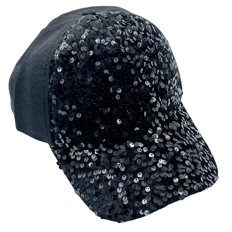 Ebo Fashion Adjustable Unisex Sequin Hat Baseball Caps Hats Men Women (  Black )