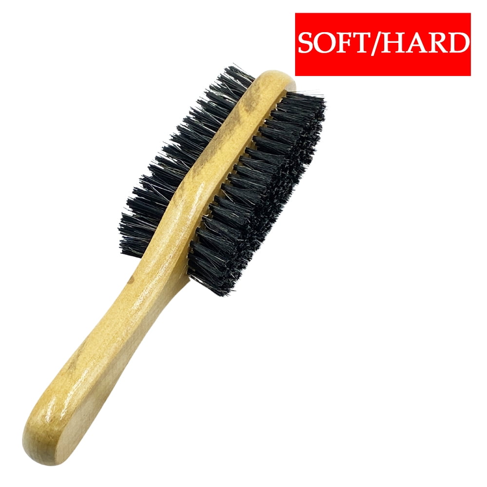 Ebo Premium Long Wave Double Brush 360 Wave Brush Made With Pure Black Boar Bristle Hair Brush Hard/Soft Brush With Wood handle