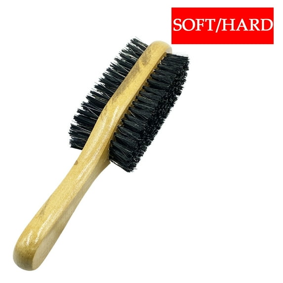 Ebo Premium Long Wave Double Brush 360 Wave Brush Made With Pure Black Boar Bristle Hair Brush Hard/Soft Brush With Wood handle