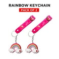thumbnail image 1 of Ebo Premium Stylish Cute Silicone Keychain Rainbow Key Ring for Kids Rainbow Key Chain ( Pink ) - 2 Pcs, 1 of 5
