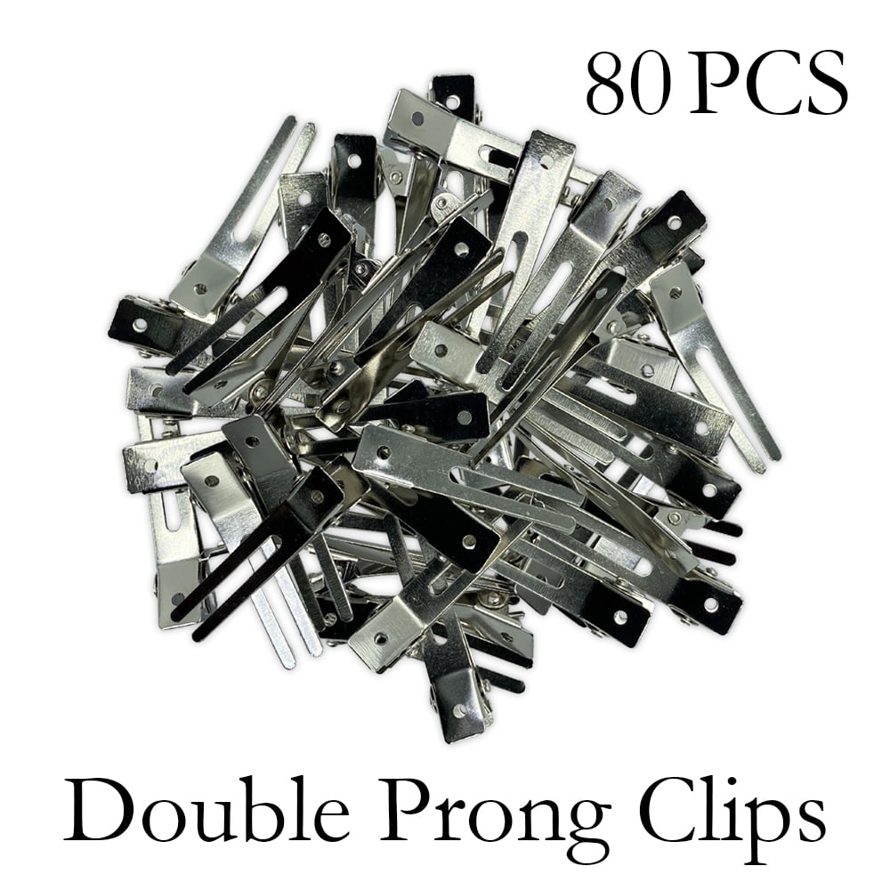 Ebo Silver Double Prong Clips Hair Accessories For Hair Styling 80 Pcs