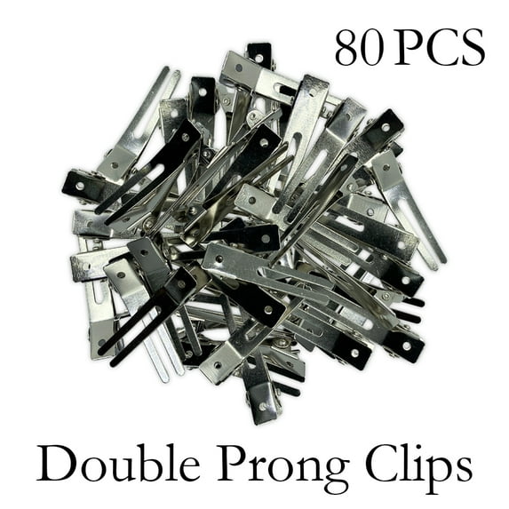 Ebo Silver Double Prong Clips Hair Accessories For Hair Styling 80 Pcs