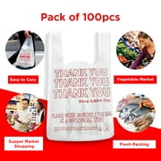 Ebo Thank You Have a Nice Day Plastic Disposable and Reusable Standard Supermarket, Grocery, T-shirt Bag (7” x 5" Inch) - Pack of 100 pcs