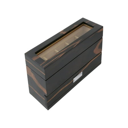 Ebony 5-Watch Case with Accessory Drawer - 12.25W x 5.35H in.