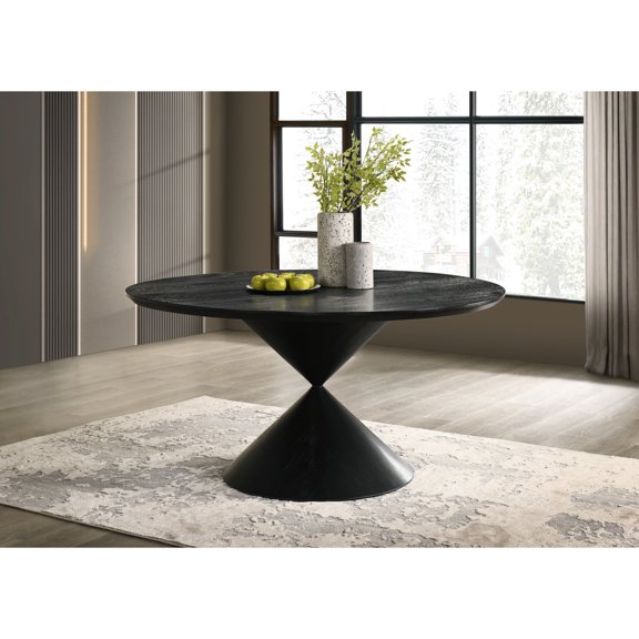 Ebony Finish - Round Veneer Surface - Holiday Meals - Room for Six People