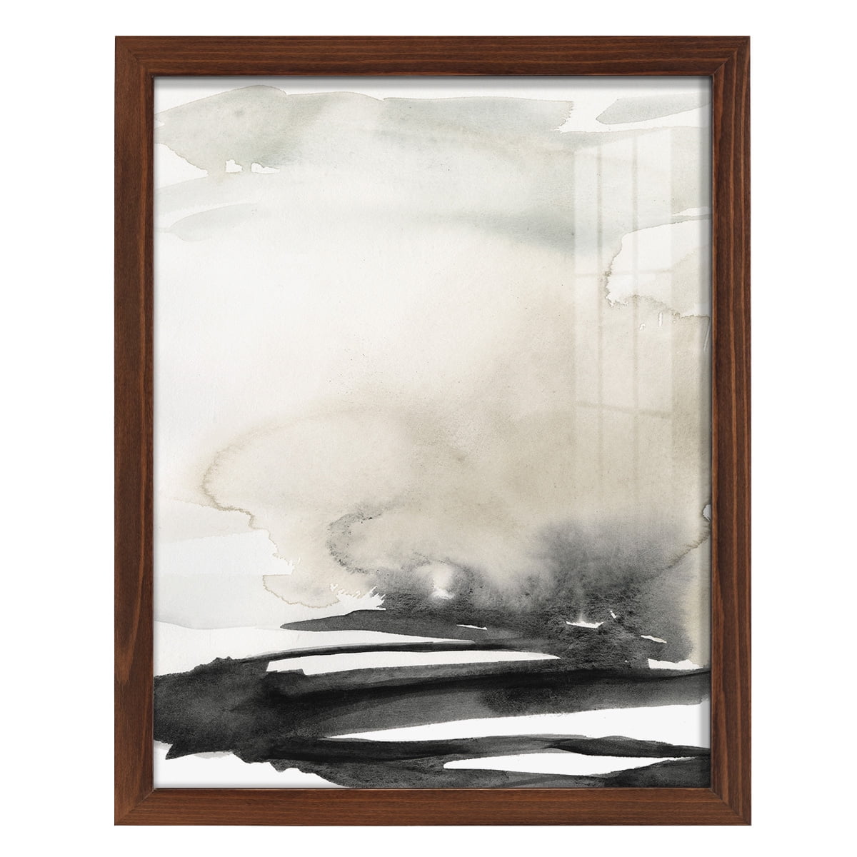 Ebony Horizon Triptych I - Framed Print w/glass - Chestnut