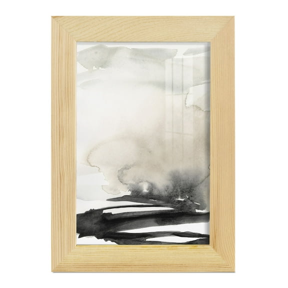 Ebony Horizon Triptych I - Framed Print w/glass - Natural Wood