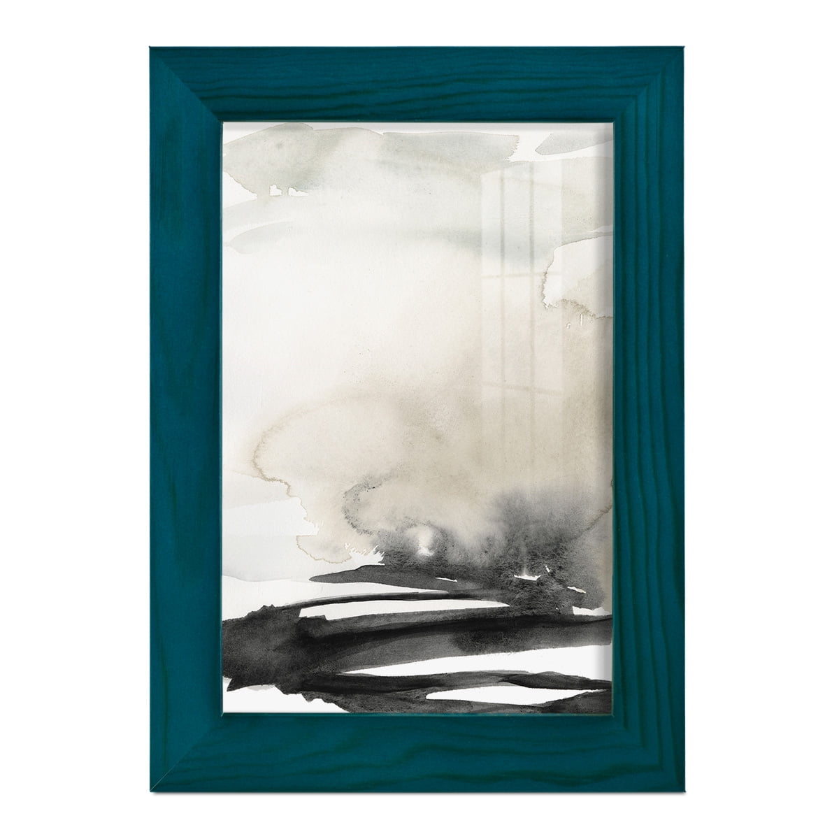 Ebony Horizon Triptych I - Framed Print w/glass - Ocean Blue