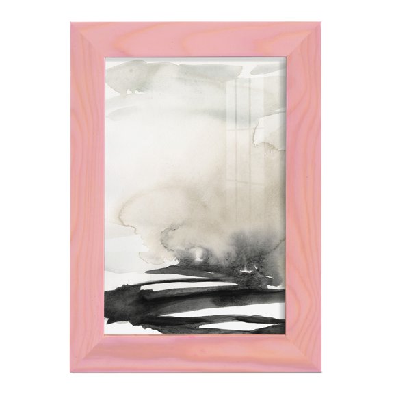 Ebony Horizon Triptych I - Framed Print w/glass - Sunset Pink